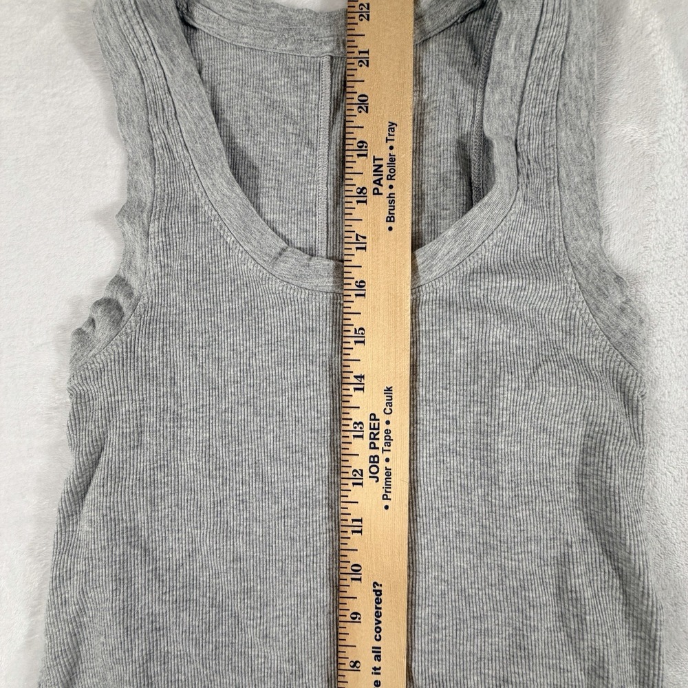 Aerie Tank Top Women's Sz L Gray Scoop Neck Racerback Ribbed - Picture 5 of 7